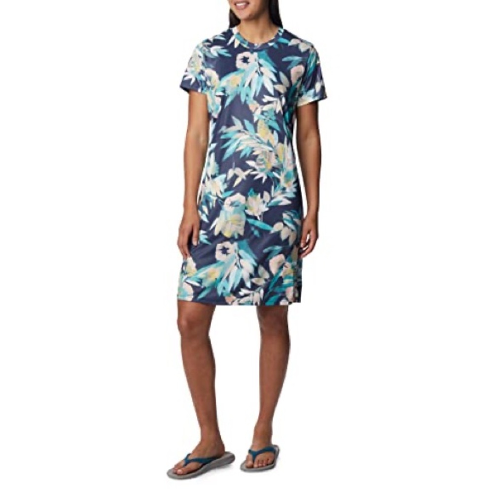 Columbia Tropical Bright Aqua/Wisterian Print Fork Stream Dress